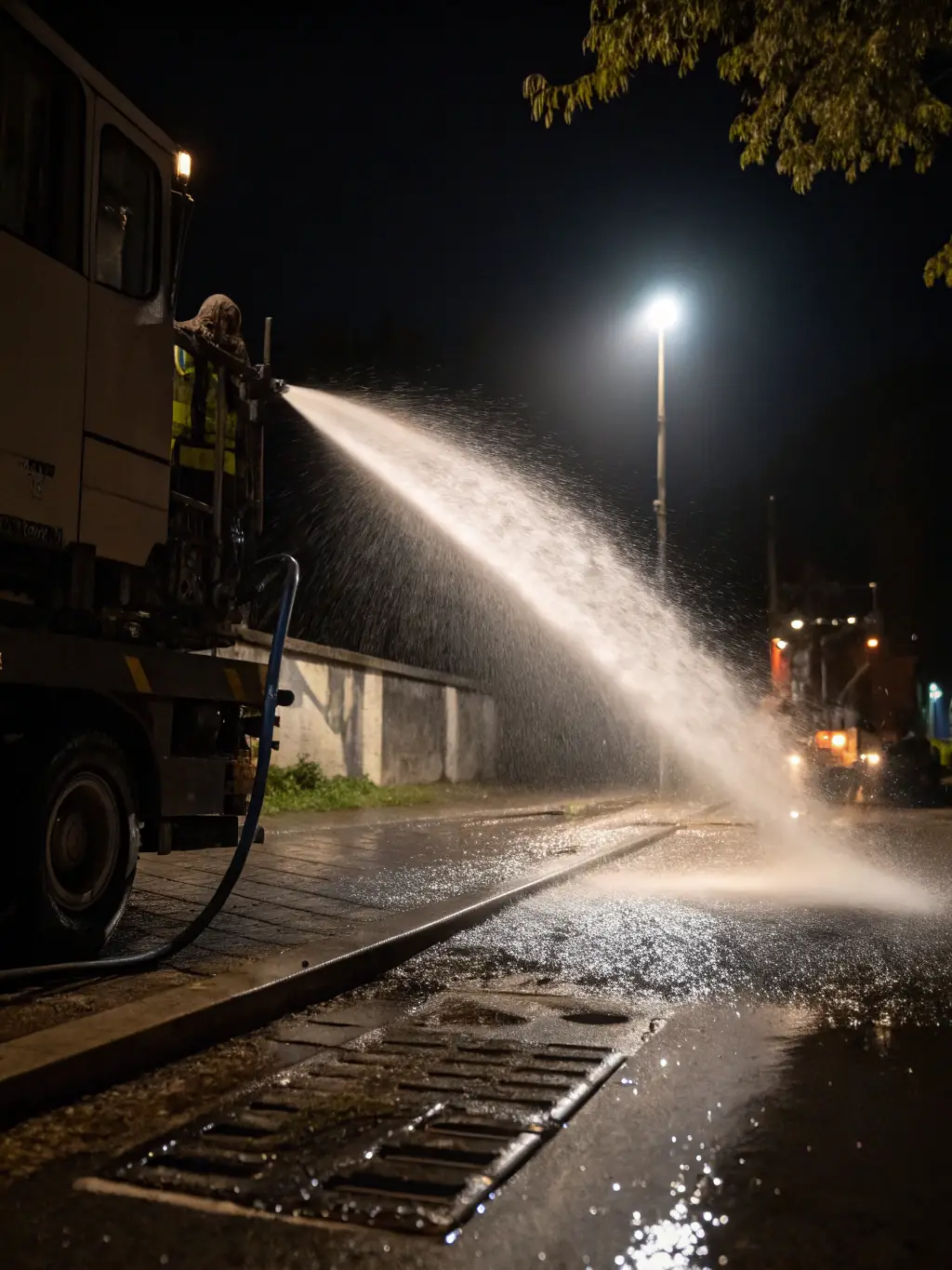 A picture of Blu Waman Hydro Jetting's advanced hydro jetting equipment in action, highlighting its precision and power.