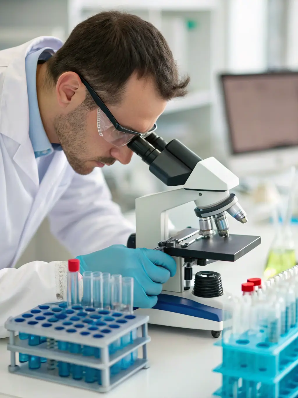 A technician collecting a water sample for testing, ensuring water quality and safety.